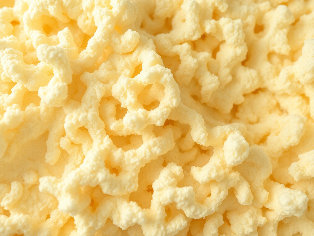 Close-up texture of cured spray foam insulation material